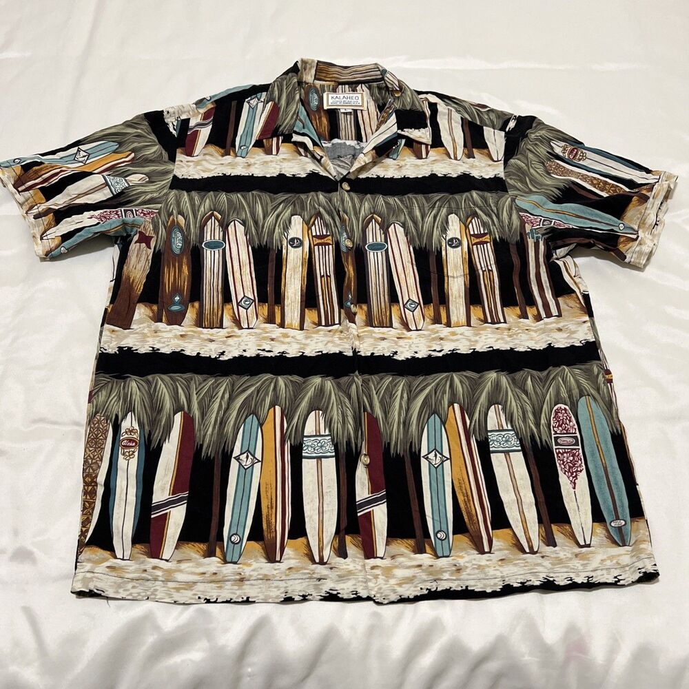 Kalaheo RJC Shirt Surf Boards Hawaiian Aloha USA Camp 90s Aloha Mens L